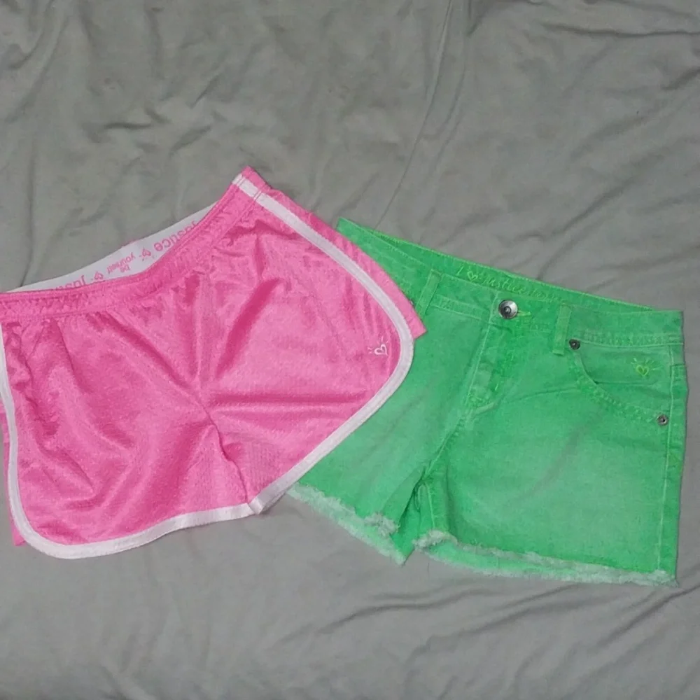 Justice neon girl shorts - 2 pairs (pink & green) Size 16